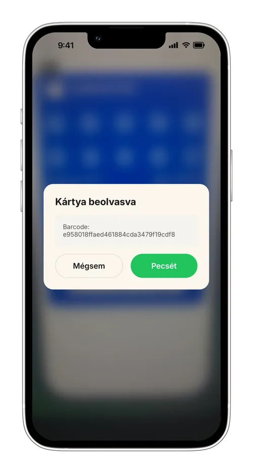 Kártya beolvasva